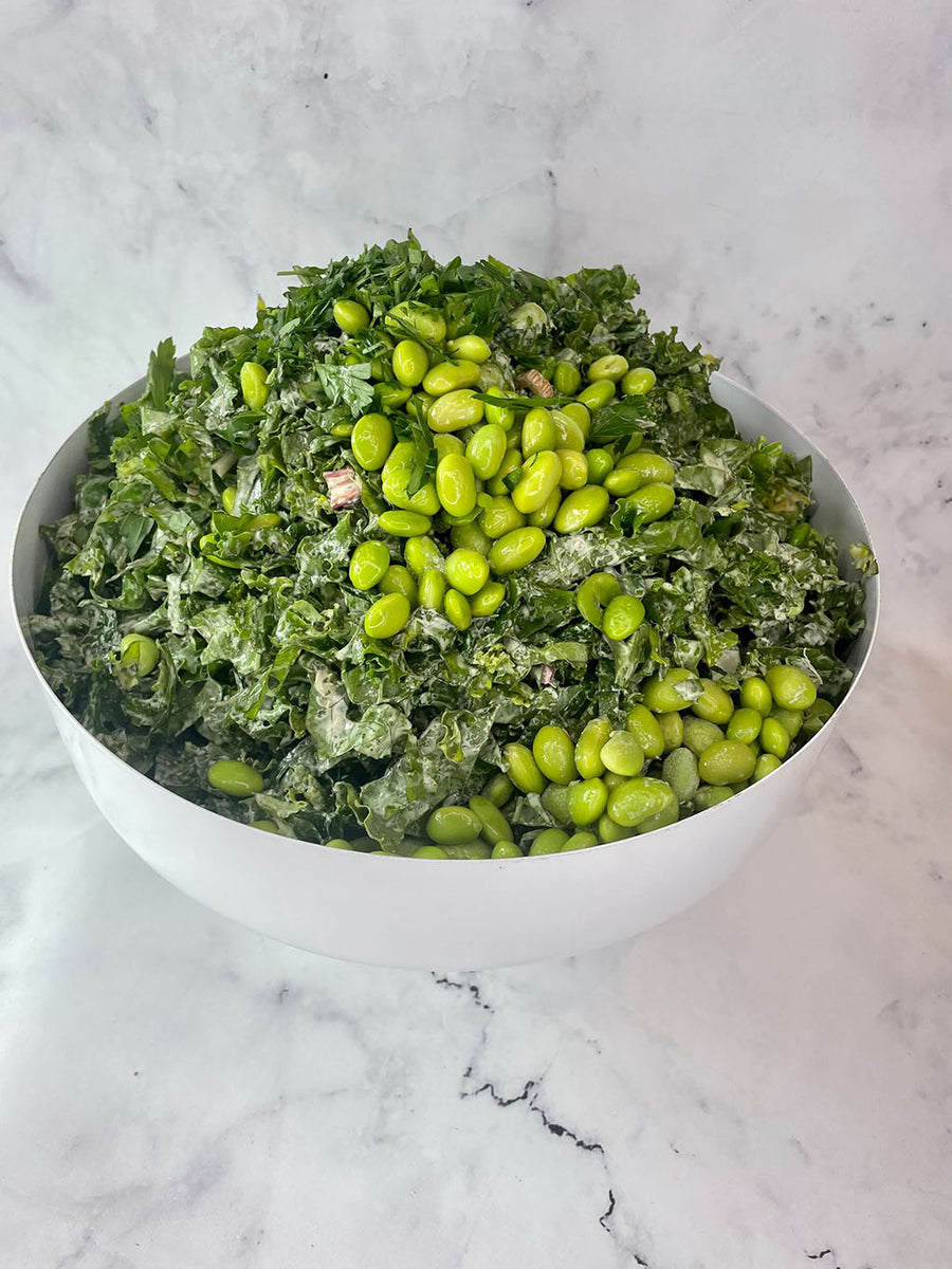 Silverbeet, mint, peas and parmesan salad